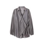 Long Sleeve Wrap-front Shirt