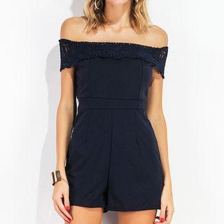 Lace Trim Off-shoulder Playsuit