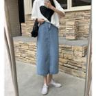 High-waist Slit Maxi Denim Skirt