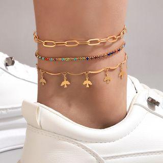 Set Of 3: Anklet Gold - One Size