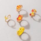 Set Of 5: Alloy Ring (various Designs) 20594 - Yellow - One Size