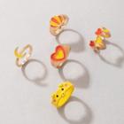 Set Of 5: Alloy Ring (various Designs) 20594 - Yellow - One Size