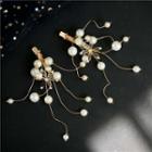 Wedding Faux Pearl Fringed Hair Clip White & Gold - One Size