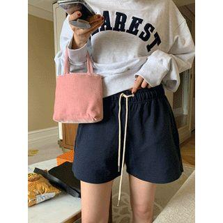 Drawstring-waist Cotton Shorts One Size