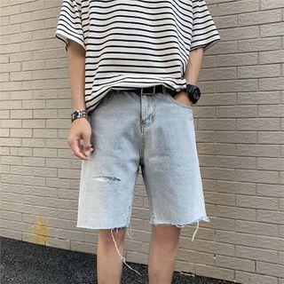 Frayed Cutout Denim Shorts