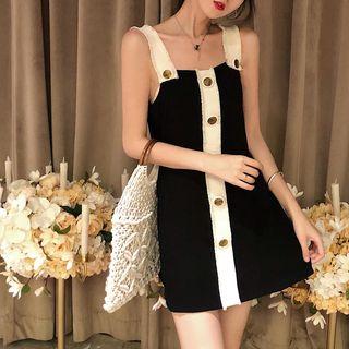 Sleeveless Contrast Trim A-line Mini Dress