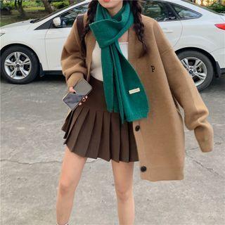 Lettering Cardigan Coffee - One Size