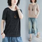 Short-sleeve Glitter Cross-back T-shirt