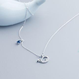 Whale Necklace Silver & Blue - One Size