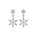 Fashion And Elegant Snowflake Earrings With Cubic Zirconia Silver - One Size