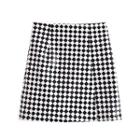 High Waist Checkerboard Mini Pencil Skirt