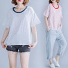 Striped Round-neck Short-sleeve T Shirt