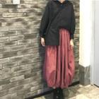 Hooded Shirt / Plain Midi Skirt