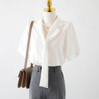 Plain Oversize Bow Blouse
