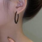 Faux Crystal Alloy Open Hoop Earring 1 Pair - Black - One Size