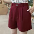 Plain Zip-front Dress Shorts
