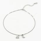 925 Sterling Silver Rhinestone Anklet Star & Moon - Silver - One Size