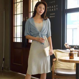 Elbow-sleeve Open-front Cropped Jacket