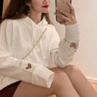 Heart Cutout Loose-fit Hoodie As Figure - One Size