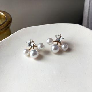 Faux Pearl Ear Stud 1 Pair - Stud Earring - As Shown In Figure - One Size