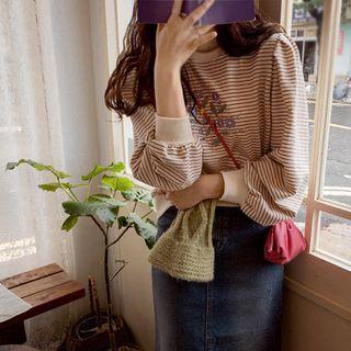 Floral Embroidered Stripe Sweatshirt