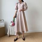Balloon-sleeve Tie-waist Shirtdress