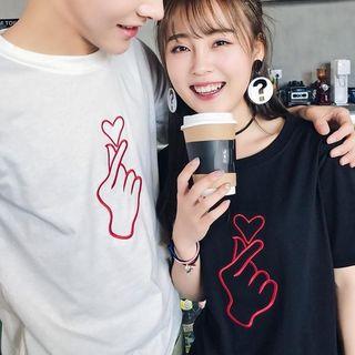 Short-sleeve Embroidered Couple Matching T-shirt