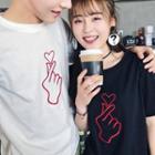 Short-sleeve Embroidered Couple Matching T-shirt