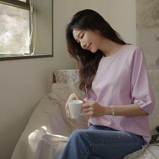 Raglan Banded-cuff T-shirt