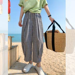 Plaid Loose-fit Wide-leg Pants