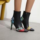 Color Block Stiletto Heel Short Boots