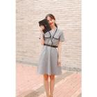 Contrast-trim Gingham Dress With Belt