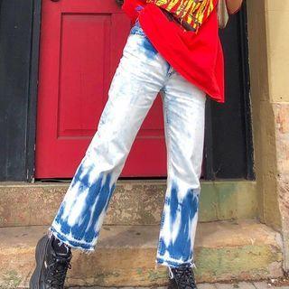 High Waist Tie-dye Straight-cut Jeans