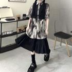 Short-sleeve Tie-dyed Shirt / Vest / Midi A-line Skirt / Set