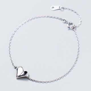 925 Sterling Silver Heart Pendant Bracelet