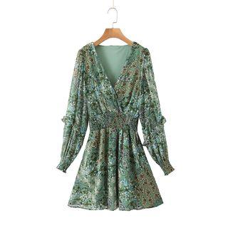 Paisley Print Long-sleeve Mini A-line Dress