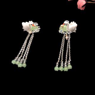 Set Of 2: Swan Fringed Hair Clip G12 - 1 Pair - One Size