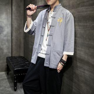 3/4-sleeve Fog Button Top / Harem Pants
