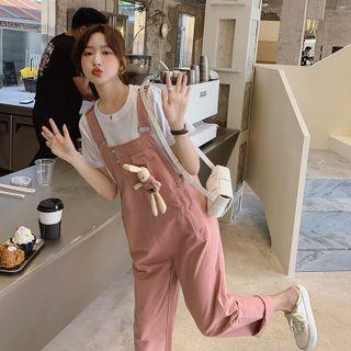 Rabbit Detail Jumper Pants / Short-sleeve Plain T-shirt / Set