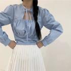 Bow Detail Blouse Light Blue - One Size