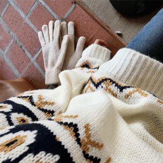 Patterned Rib-knit Sweater