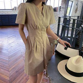 Button-up Monotone Playsuit