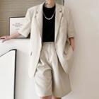 Elbow-sleeve Zip-up Blazer