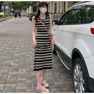Striped Midi Sheath Tank Dress