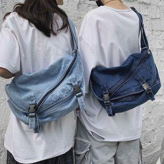 Denim Snap Buckle Messenger Bag