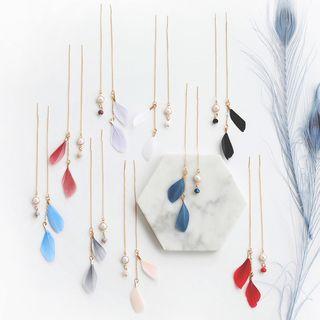 Non-matching Feather Threader Earring