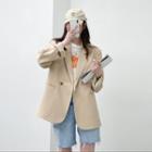 Plain Oversize Blazer Camel - One Size