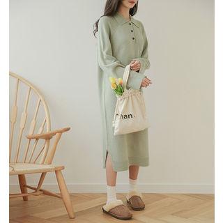 Raglan Long Knit Polo Dress