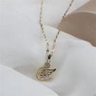 Rhinestone Swan Necklace 1pc - Dx678 - Gold - One Size