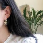 Faux Pearl Alloy Star Dangle Earring Star - Gold - One Size
